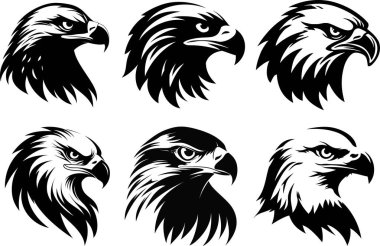 Siyah ve Beyaz Kartal Kafa Minimalist Çizgi Sanatı