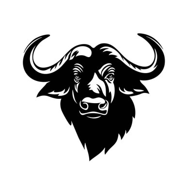 Cesur Siyah ve Beyaz Bufalo Baş Vekil Tasarımı Vahşi Yaşam Markası ve Kabile Sanatı için