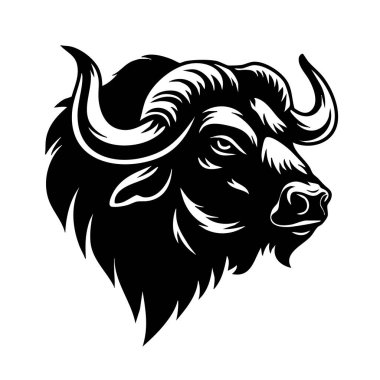 Cesur Siyah ve Beyaz Bufalo Baş Vekil Tasarımı Vahşi Yaşam Markası ve Kabile Sanatı için