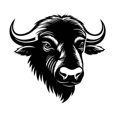 Cesur Siyah ve Beyaz Bufalo Baş Vekil Tasarımı Vahşi Yaşam Markası ve Kabile Sanatı için