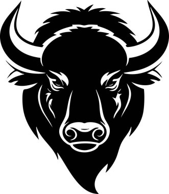 Siyah Boğa Başlı Siluet Güç Sanatı Vektörü