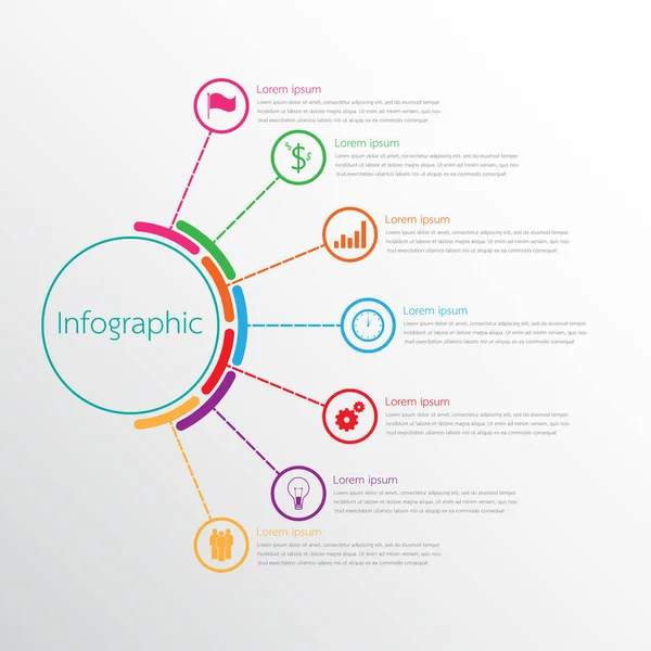 Modelos Infográficos Vetoriais Usados Para Relatórios Detalhados Todos Tópicos — Vetor de Stock