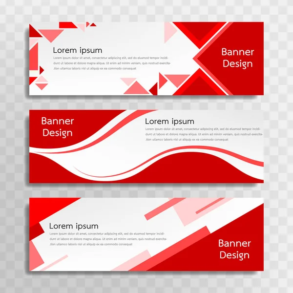 Web için tasarlanmış bir dizi kırmızı pankart şablonu ve üç farklı tasarım için çeşitli başlıklar mevcuttur.