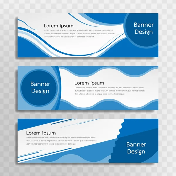 Set Blue Banner Templates Designed Web Various Headlines Available Three — Stock Vector