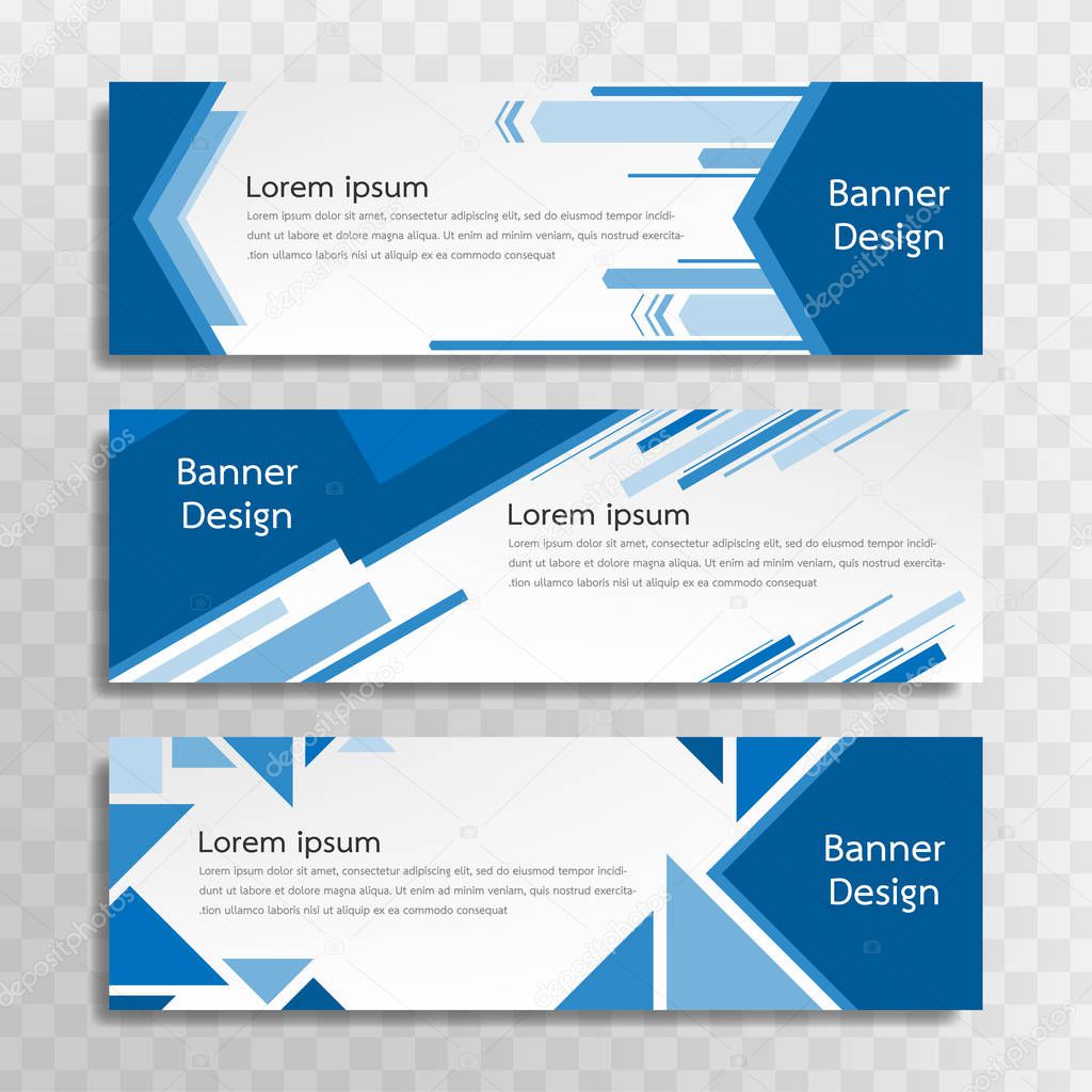 A set of blue banner templates designed for the web and various headlines are available in three different designs.