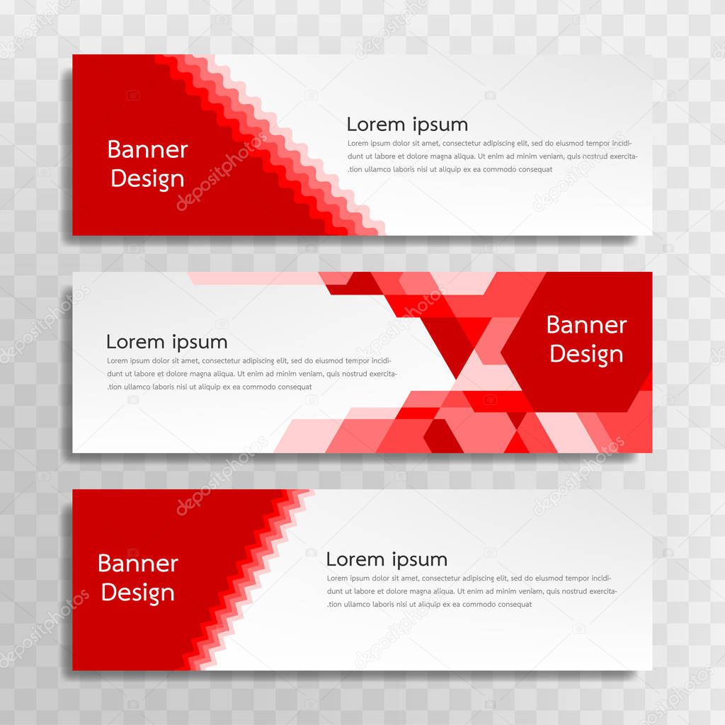 A set of red banner templates designed for the web and various headlines are available in three different designs.