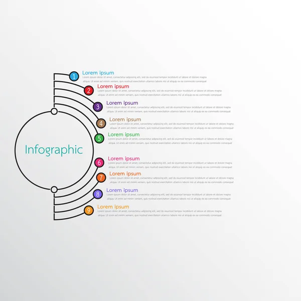 Modelli Infografici Vettoriali Utilizzati Relazioni Dettagliate Tutti Gli Argomenti — Vettoriale Stock