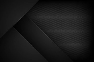 Üst üste binen özelliklere sahip siyah soyut vektör arkaplanı.