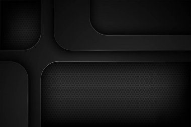 Üst üste binen özelliklere sahip siyah soyut vektör arkaplanı.