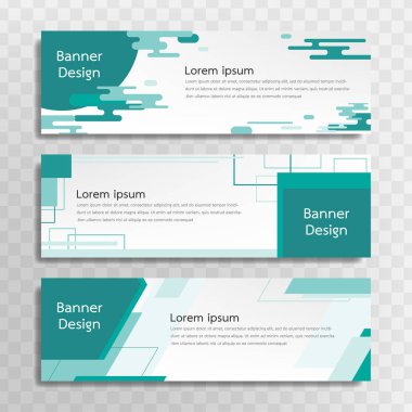 Web için tasarlanmış bir dizi yeşil pankart şablonu ve üç farklı tasarım için çeşitli başlıklar mevcuttur.