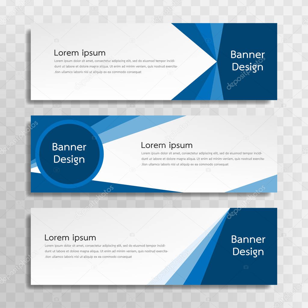 A set of blue banner templates designed for the web and various headlines are available in three different designs.