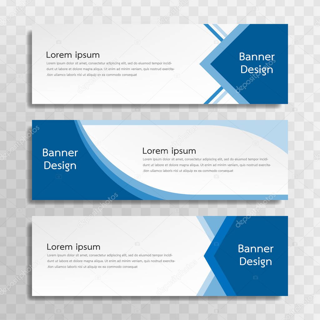 A set of blue banner templates designed for the web and various headlines are available in three different designs.