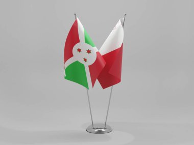Malta - Burundi İşbirliği Bayrakları, Beyaz Arkaplan - 3D Render