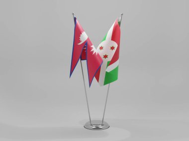 Burundi - Nepal İşbirliği Bayrakları, Beyaz Arkaplan - 3D Render