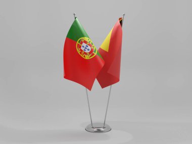 Doğu Timor - Portekiz İşbirliği Bayrakları, Beyaz Arkaplan - 3D Render