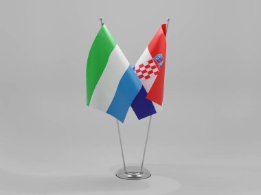 Hırvatistan - Sierra Leone İşbirliği Bayrakları, Beyaz Arkaplan - 3D Render