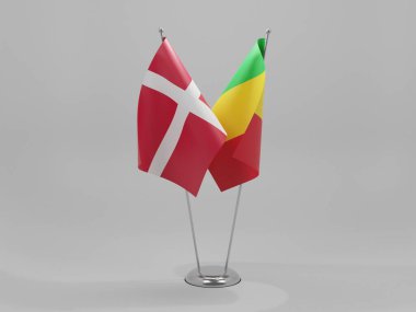 Mali - Danimarka İşbirliği Bayrakları, Beyaz Arkaplan - 3D Render