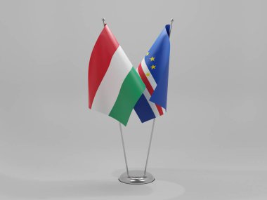 Cape Verde - Macaristan İşbirliği Bayrakları, Beyaz Arkaplan - 3D Render