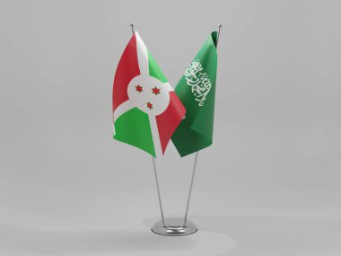 Suudi Arabistan - Burundi İşbirliği Bayrakları, Beyaz Arkaplan - 3D Yapılandırma
