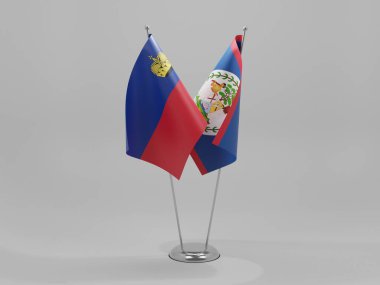 Belize - Lihtenştayn İşbirliği Bayrakları, Beyaz Arkaplan - 3D Render