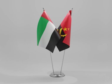 Angola - Birleşik Arap Emirlikleri İşbirliği Bayrakları, Beyaz Arkaplan - 3D Render