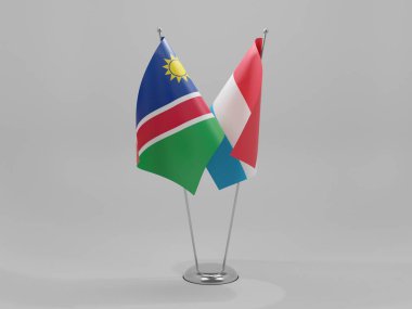 Lüksemburg - Namibya İşbirliği Bayrakları, Beyaz Arkaplan - 3D Yapılandırma