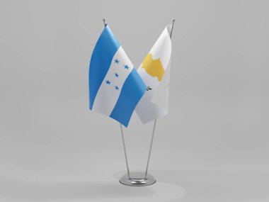 Kıbrıs - Honduras İşbirliği Bayrakları, Beyaz Arkaplan - 3D Render