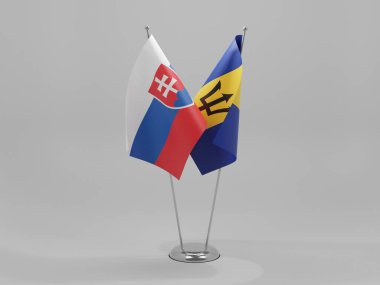 Barbados - Slovakya İşbirliği Bayrakları, Beyaz Arkaplan - 3D Render