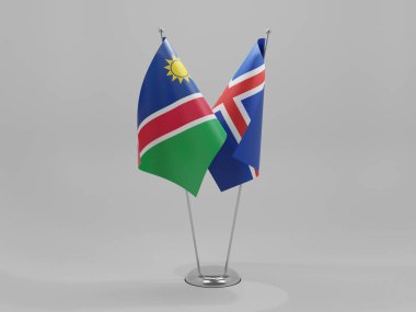 İzlanda - Namibya İşbirliği Bayrakları, Beyaz Arkaplan - 3B Yapılandırma