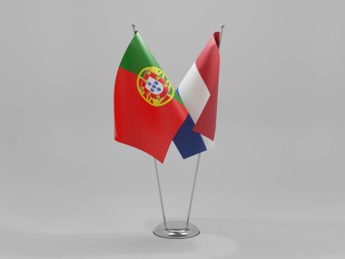 Hollanda - Portekiz İşbirliği Bayrakları, Beyaz Arkaplan - 3D Render