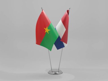 Hollanda - Burkina Faso İşbirliği Bayrakları, Beyaz Arkaplan - 3D Render