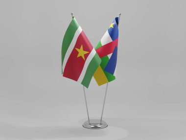 Orta Afrika Cumhuriyeti - Surinam İşbirliği Bayrakları, Beyaz Arkaplan - 3D Render