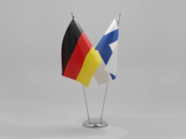 Finlandiya - Almanya İşbirliği Bayrakları, Beyaz Arkaplan - 3D Hazırlama