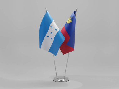 Lihtenştayn - Honduras İşbirliği Bayrakları, Beyaz Arkaplan - 3D Render