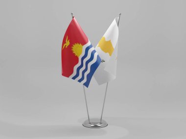 Kıbrıs - Kiribati İşbirliği Bayrakları, Beyaz Arkaplan - 3D Render