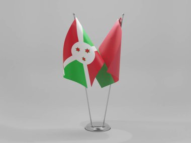 Belarus - Burundi İşbirliği Bayrakları, Beyaz Arkaplan - 3D Render
