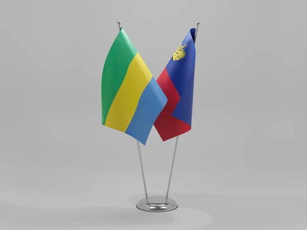 Liechtenstein Drapeaux Coopération Gabon Fond Blanc Render — Photo