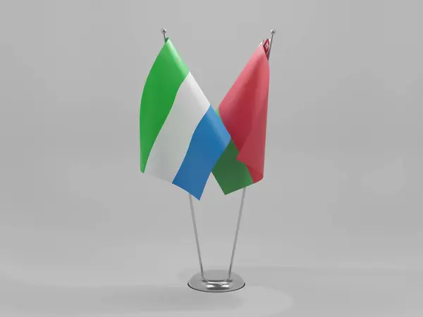 Bielorussia Bandiere Cooperazione Sierra Leone Sfondo Bianco Render — Foto Stock