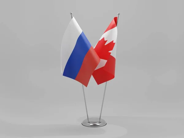 Canada Rusland Samenwerkingsvlaggen Witte Achtergrond Render — Stockfoto