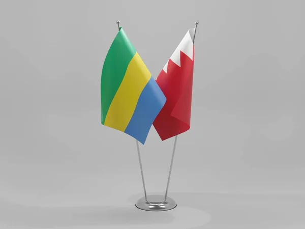 Bahrein Bandeiras Cooperação Gabão Fundo Branco Render — Fotografia de Stock