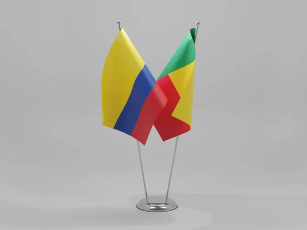 Benin Kolumbie Vlajky Spolupráce Bílé Pozadí Vykreslování — Stock fotografie