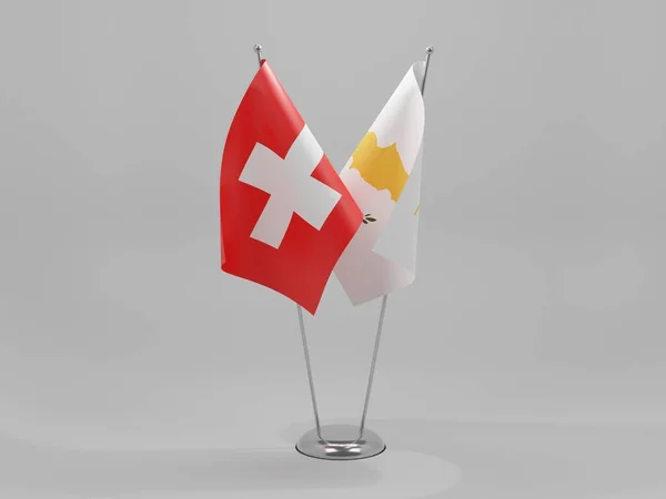 Zypern Schweiz Kooperationsfahnen Weißer Hintergrund Render — Stockfoto