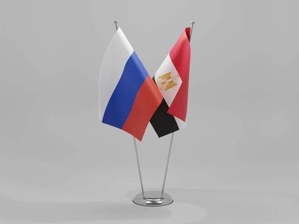 Egypt Rusko Spolupráce Vlajky Bílé Pozadí Vykreslování — Stock fotografie