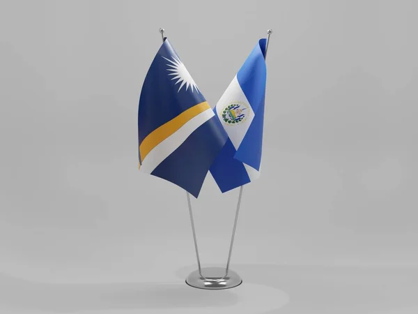Salvador Marshall Islands Cooperation Flags White Background Render — Stock Photo, Image