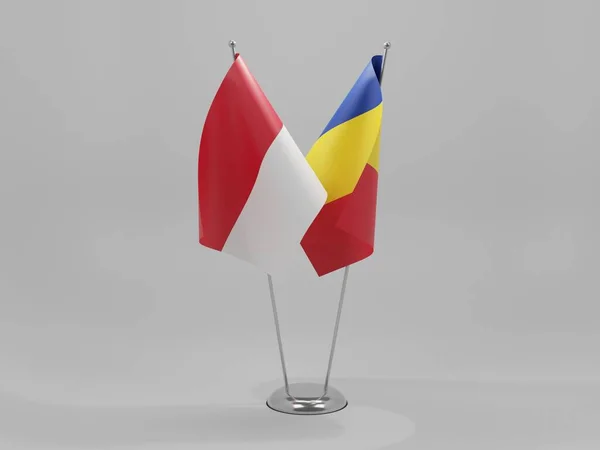 Romania Monaco Cooperation Flags White Background Render — 스톡 사진