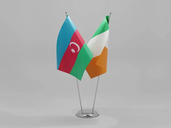 Irlande Azerbaïdjan Drapeaux Coopération Fond Blanc Render — Photo