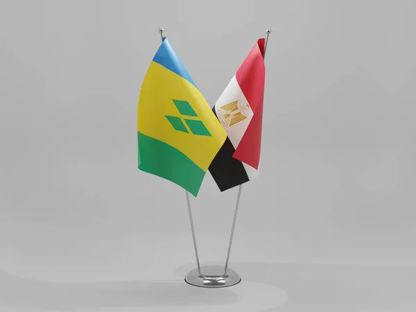 Αίγυπτος Σημαία Συνεργασίας Αγίου Βικεντίου Και Γρεναδίνων Λευκό Φόντο Render — Φωτογραφία Αρχείου