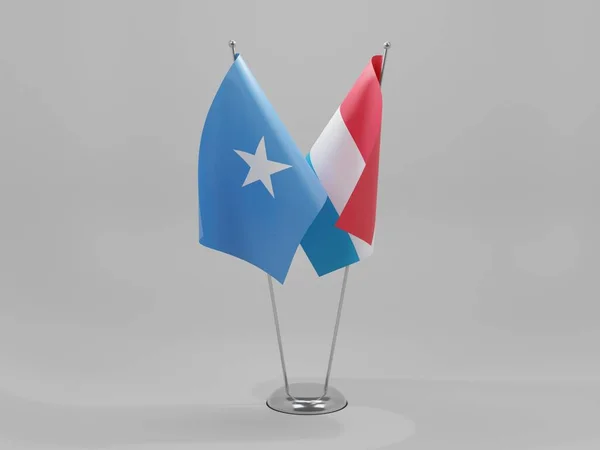 Lucembursko Somálsko Spolupráce Vlajky Bílé Pozadí Vykreslování — Stock fotografie