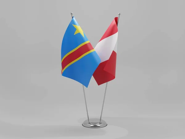 Banderas Cooperación Entre Perú República Democrática Del Congo Fondo Blanco — Foto de Stock