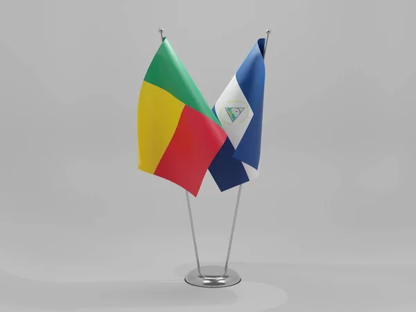 Nicaragua Bandiere Cooperazione Benin Sfondo Bianco Render — Foto Stock